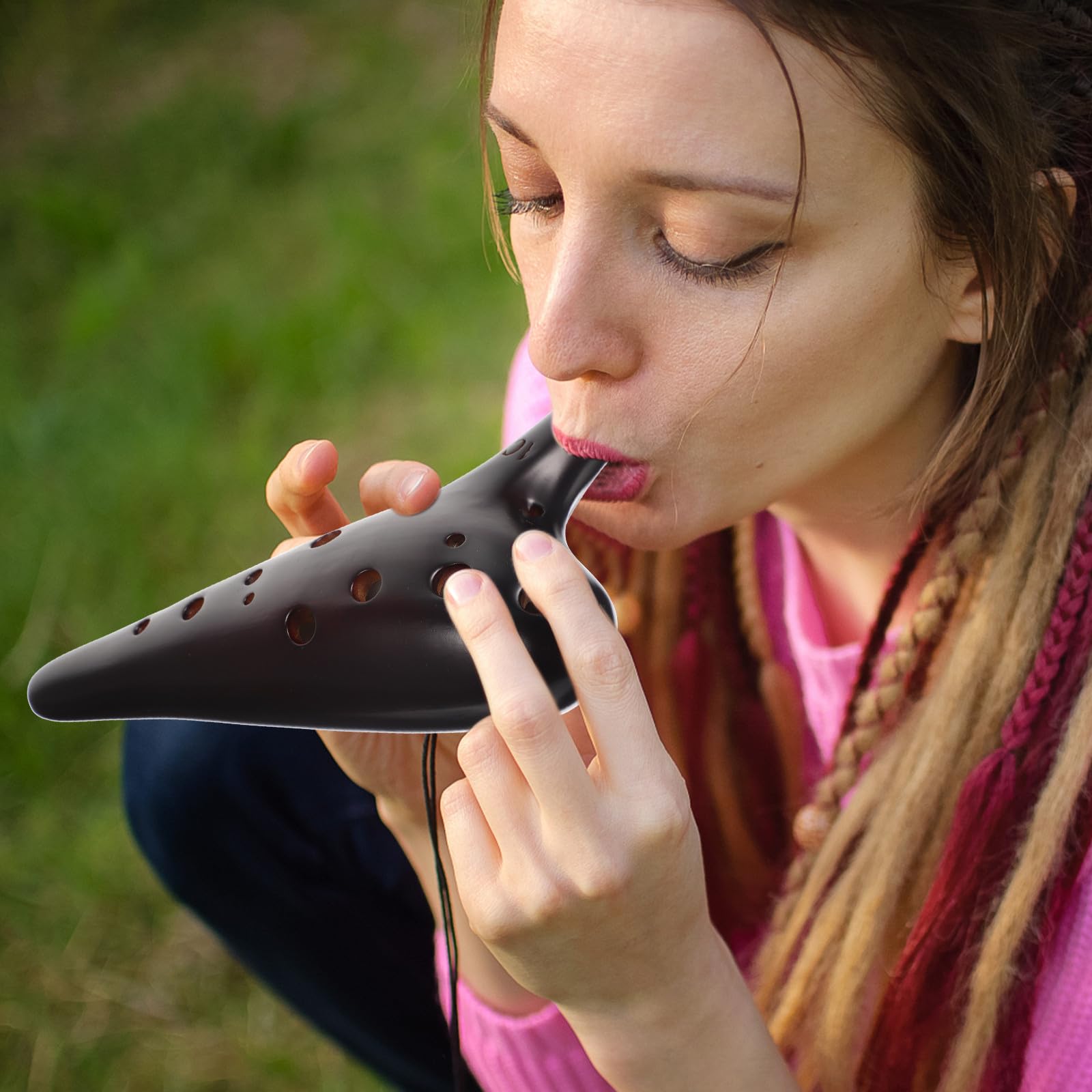 Totority Ocarina Contralto a 12 Fori in Legno per Principianti, Strumento Musicale Tradizionale Leggero Custodia Protettiva, Ocarina per Facile da Suonare e Portatile per Uso Didattico