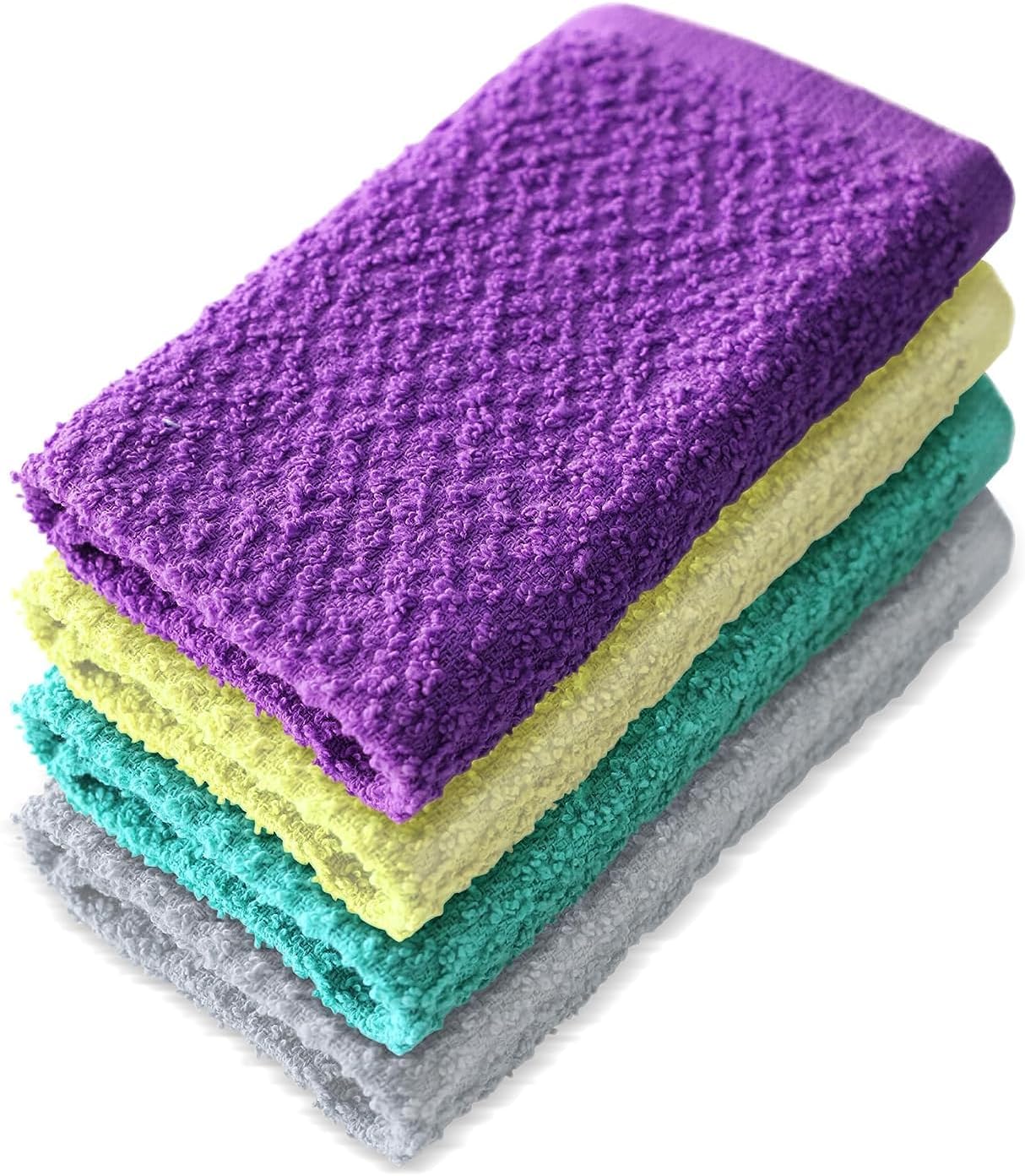 Hotel Linen Klub Premium 100% Cotton Terry Wash Cloth Set - 4 Pieces, Ultra-Soft and Quick-Dry Design, Highly Absorbent for , Size: 30 x 30 cm, Multi-Color Selection for Everyday Use