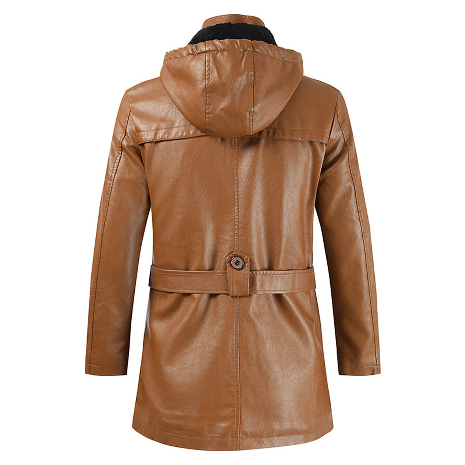 Hombres Chaqueta de Cuero,Otoño Invierno Espesar Cuero de la Chaqueta de béisbol Cuello alto Largo Abrigo de Pieles Coincidencia de colores Chaqueta Impermeable a Prueba de Viento PU Ropa de moto