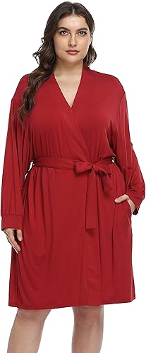 Miniatura 5 de Crystal Dew Batas suaves de talla grande para mujer, estilo kimono, bata de baño, ligera, de punto modal, ropa de descanso de maternidad