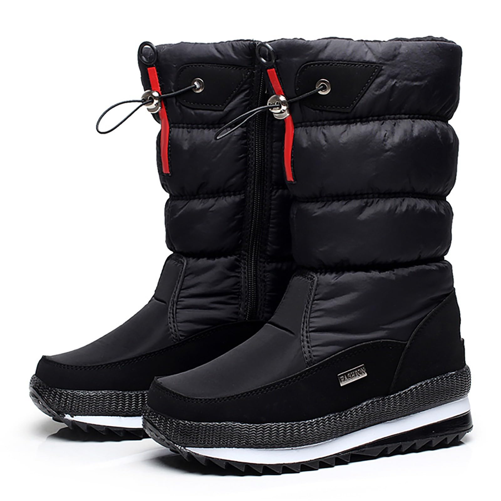 Stivali Caldi Donna Bassi Invernali Ultra Mini da Neve protettivi in Pile e Suola Spessa Tinta Unita Donna, Slip on Boots