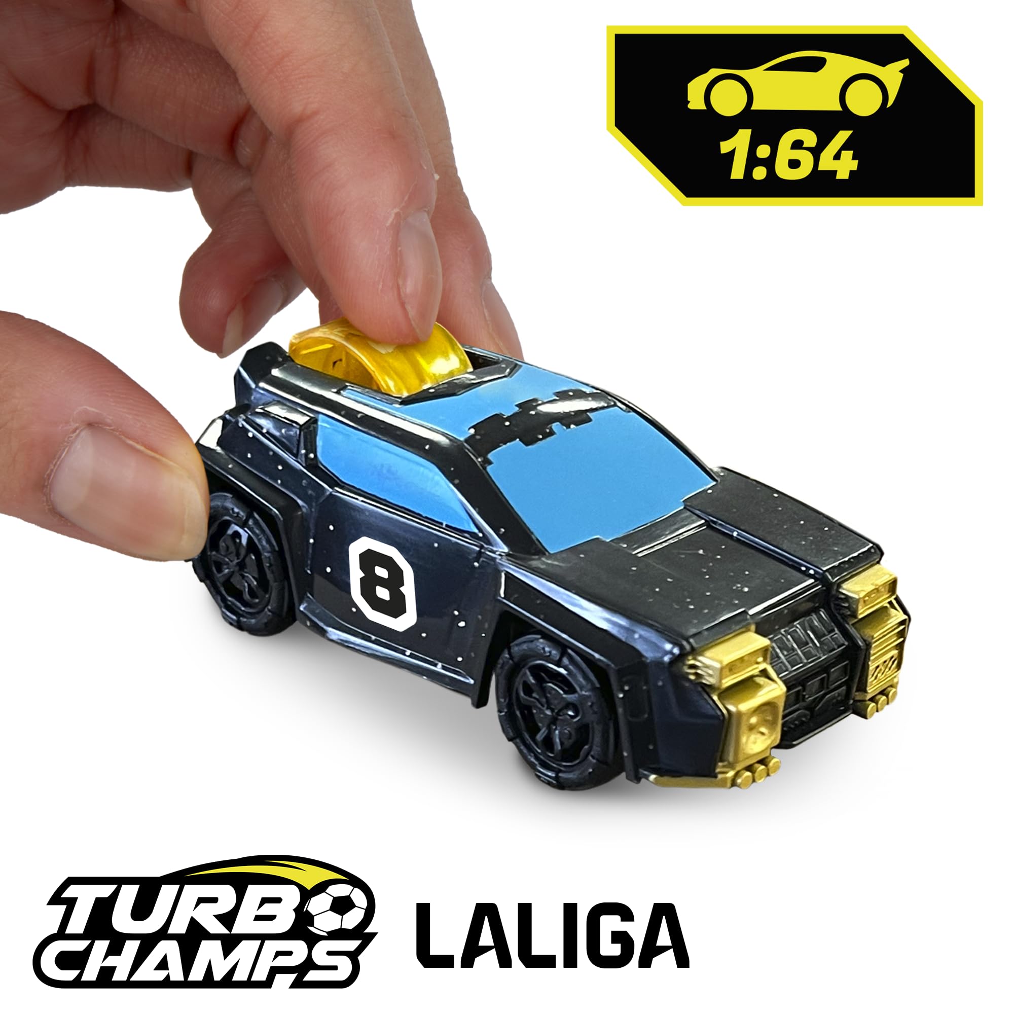 Turbo Champs Stadion LaLiga, z 2 ekskluzywnymi samochodami, pasja do piłki nożnej łączy się z emocjami samochodów, baw się samochodami ligowymi, zabawką dla chłopców i dziewcząt w wieku 6 lat