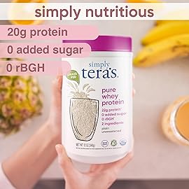 Simply tera\'s Pure Whey Protein Powder - Grass Fed Whey Protein Powder, Clean & Natural, Unflavored, Non-GMO, Kosher, Unsweetened - 12 Oz.