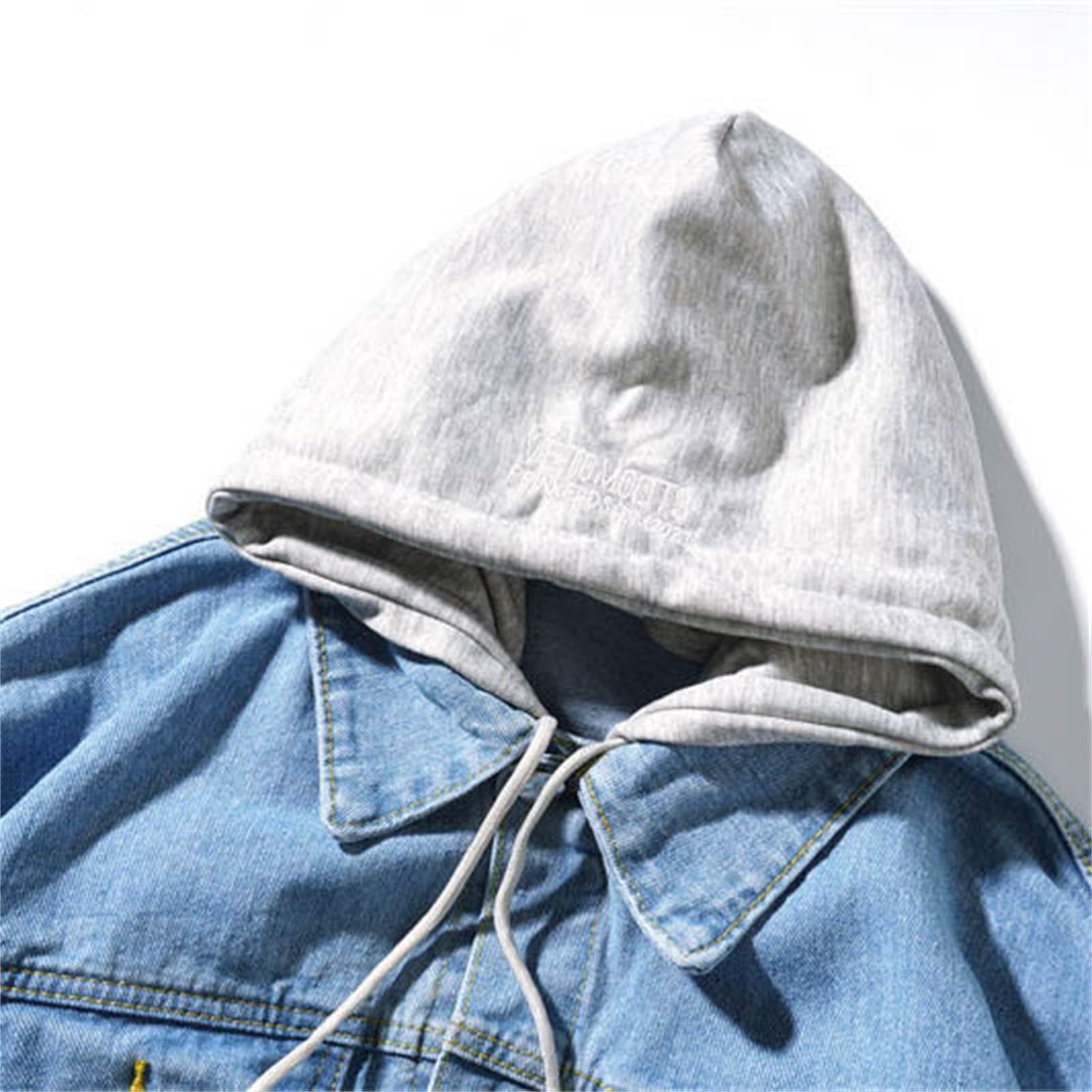 Générique Giacca in Jeans con Cappuccio da Uomo, Larga, Grande Taglia Alla Moda, Primavera e Autunno 2024