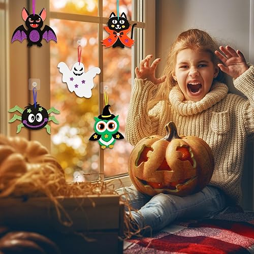 Miniatura 5 de Fennoral Paquete de 12 calcomanías de espuma de Halloween para niños, hazte dueño de Halloween, artes y manualidades para niños, niñas, suministros