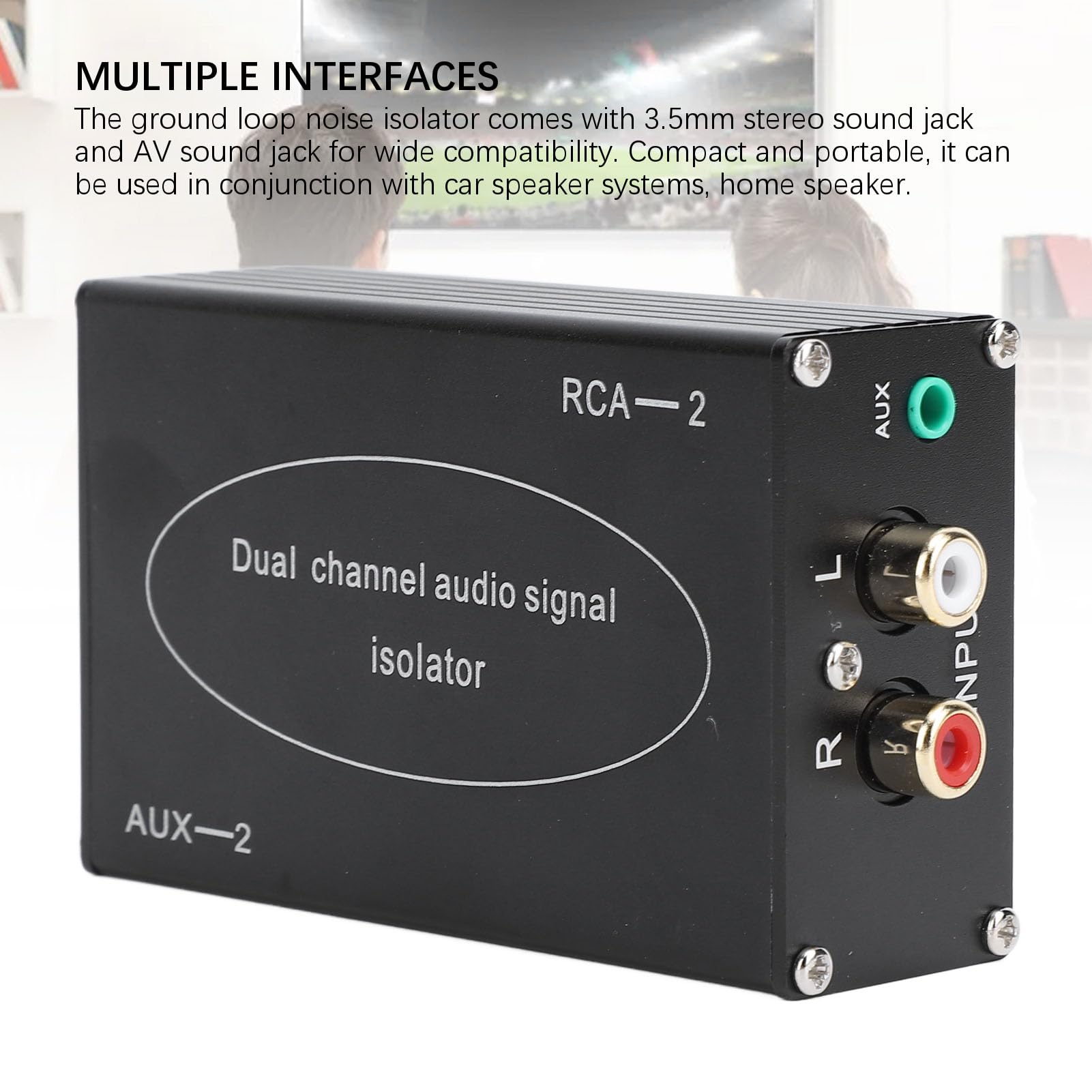 Aislador de Bucle de Tierra de Audio Dual R CA, Aislador de Señal de Audio de Doble Canal con Estéreo de 3,5 Mm y Conector de Sonido AV para Altavoz de Coche, Altavoz Doméstico