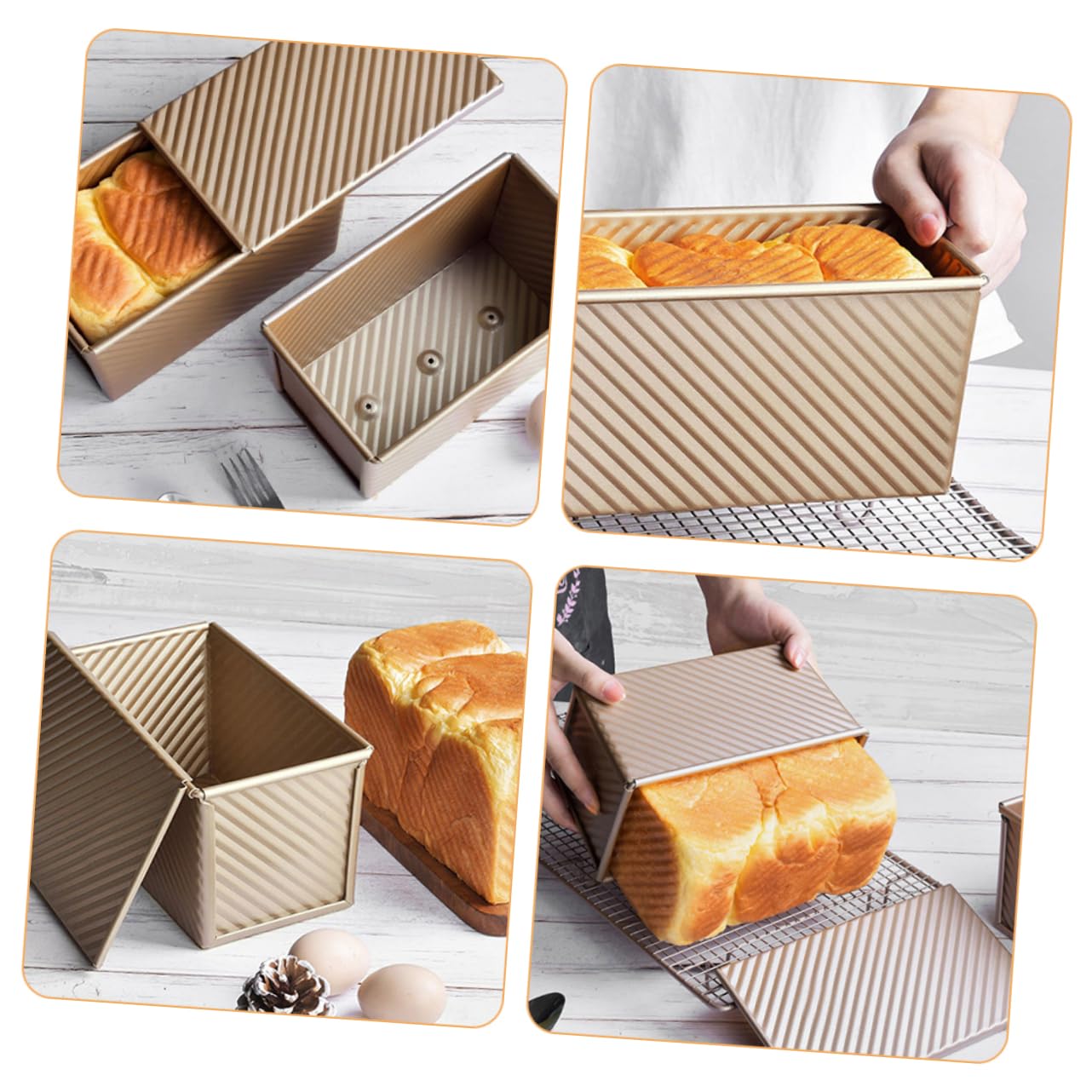Alipis 2piezas Molde Antiadherente Para Pan Con Tapa Fácil De Limpiar Resistente Reutilizable