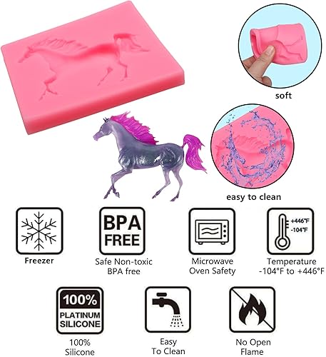 Miniatura 3 de Moldes para fondant de caballo, 4 paquetes, moldes de silicona de chocolate con elefante para decoración de pasteles de caballos, vaqueros,