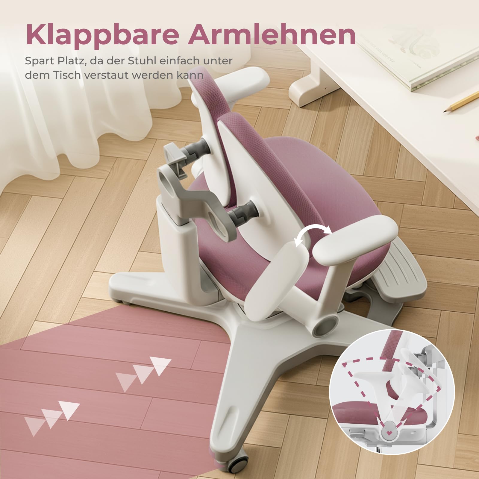 HOKO Ergonomischer Kinderstuhl mit Verstellbarer Rückenlehne & Fußstütze – Mitwachsender Schreibtischstuhl für Kinder, Schüler & Jugendliche