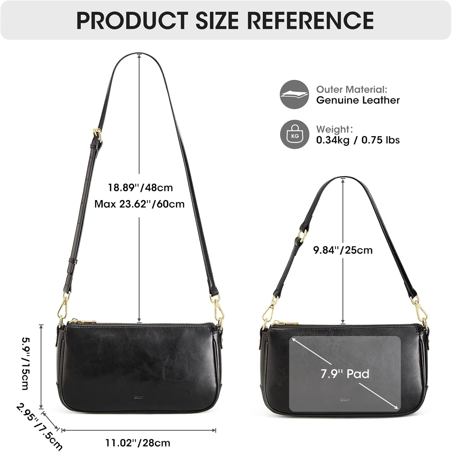 Kattee Leather Crossbody Bags for Women, Small Purses for Women, Shoulder Bags with 2 Detachable Straps and 6 Card Slots