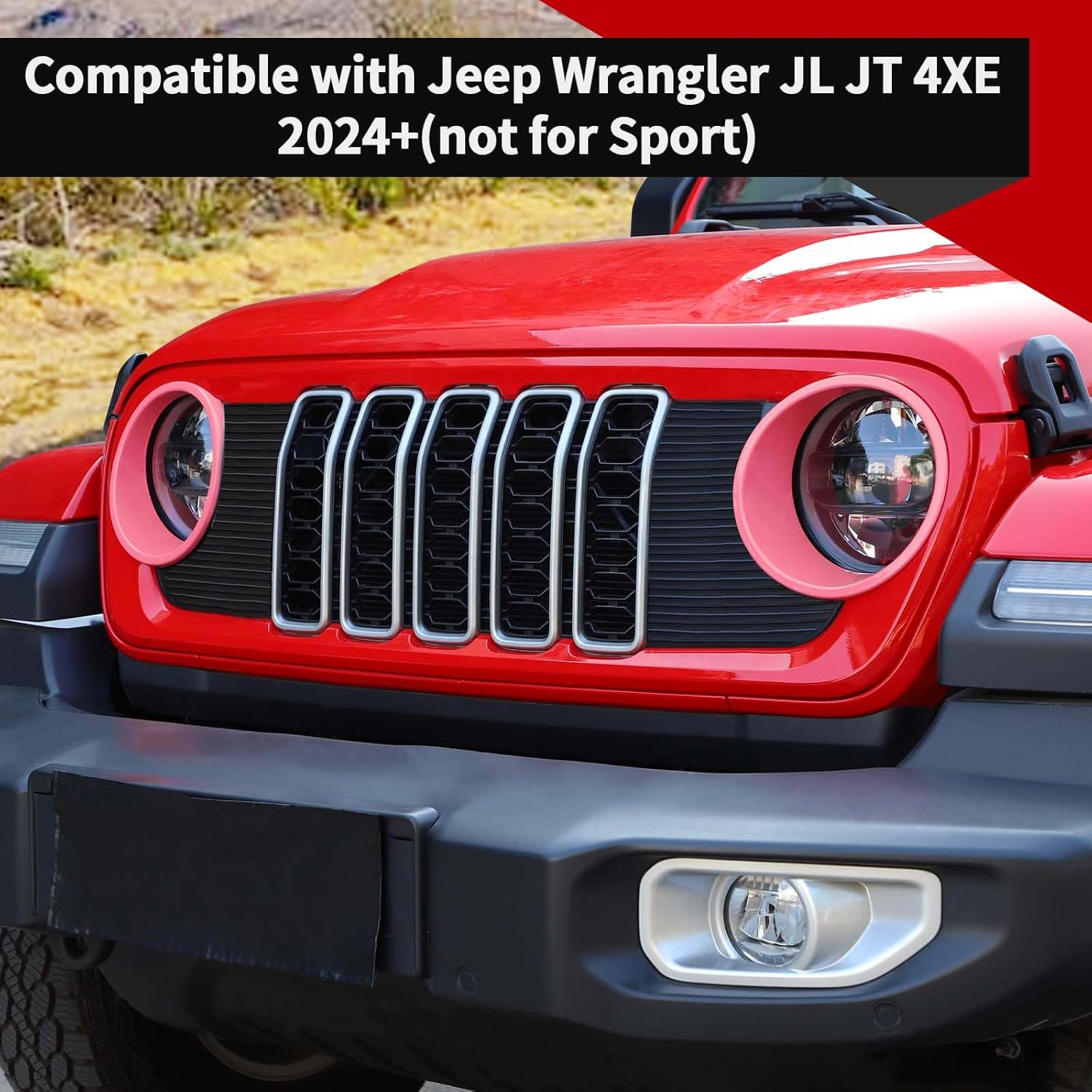 Voodonala for JL 2024 + Headlight Cover Compatible with Jeep Wrangler JL JLU Gladiator JT 4XE 2024+ (ABS,Pink,2Pcs)