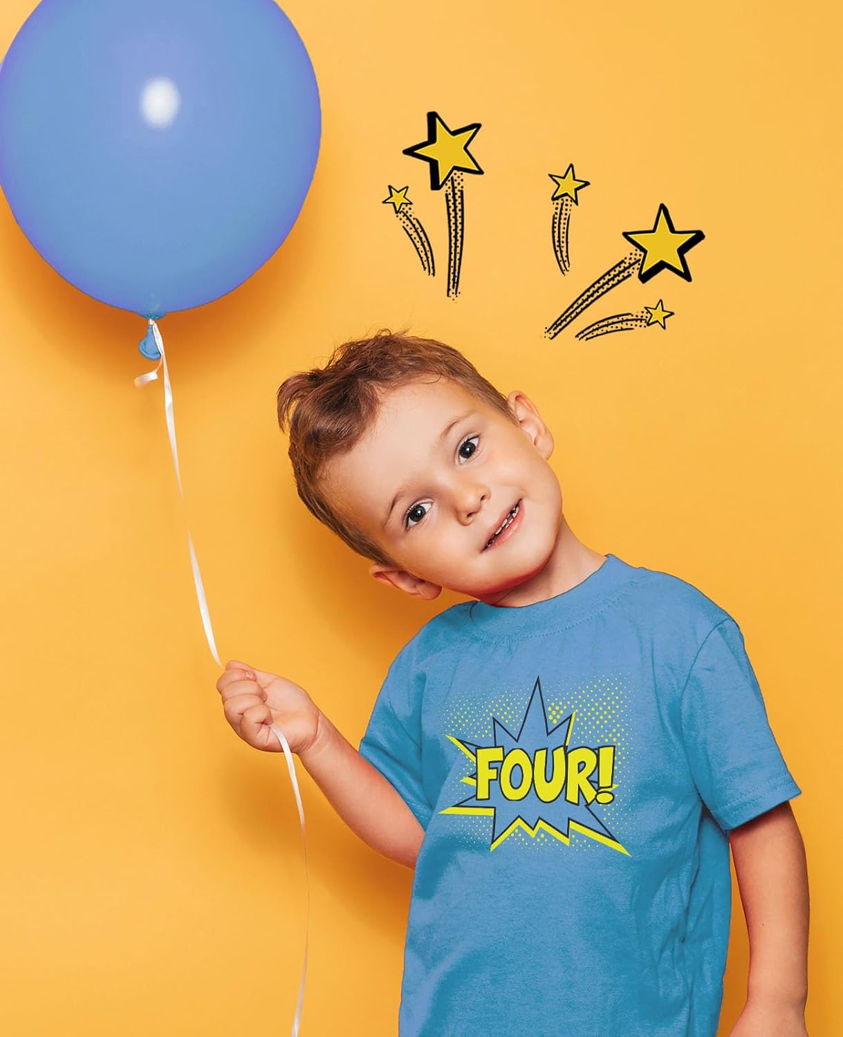 Tstars 4th Birthday Shirt for Boys - Comic Book Four! Graphic Tee for Toddler & Kids Party Outfit