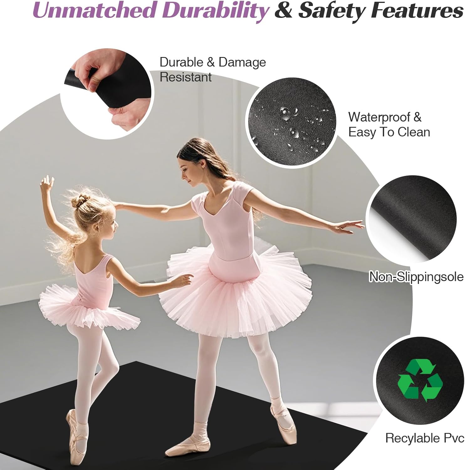Portable Dance Floor Smooth Ballet Floor Vinyl Dance Mat for Home Stage Studios Kids Adults Practice Improve, Ballet, Tap, Jazz, Outdoor Dance Floor