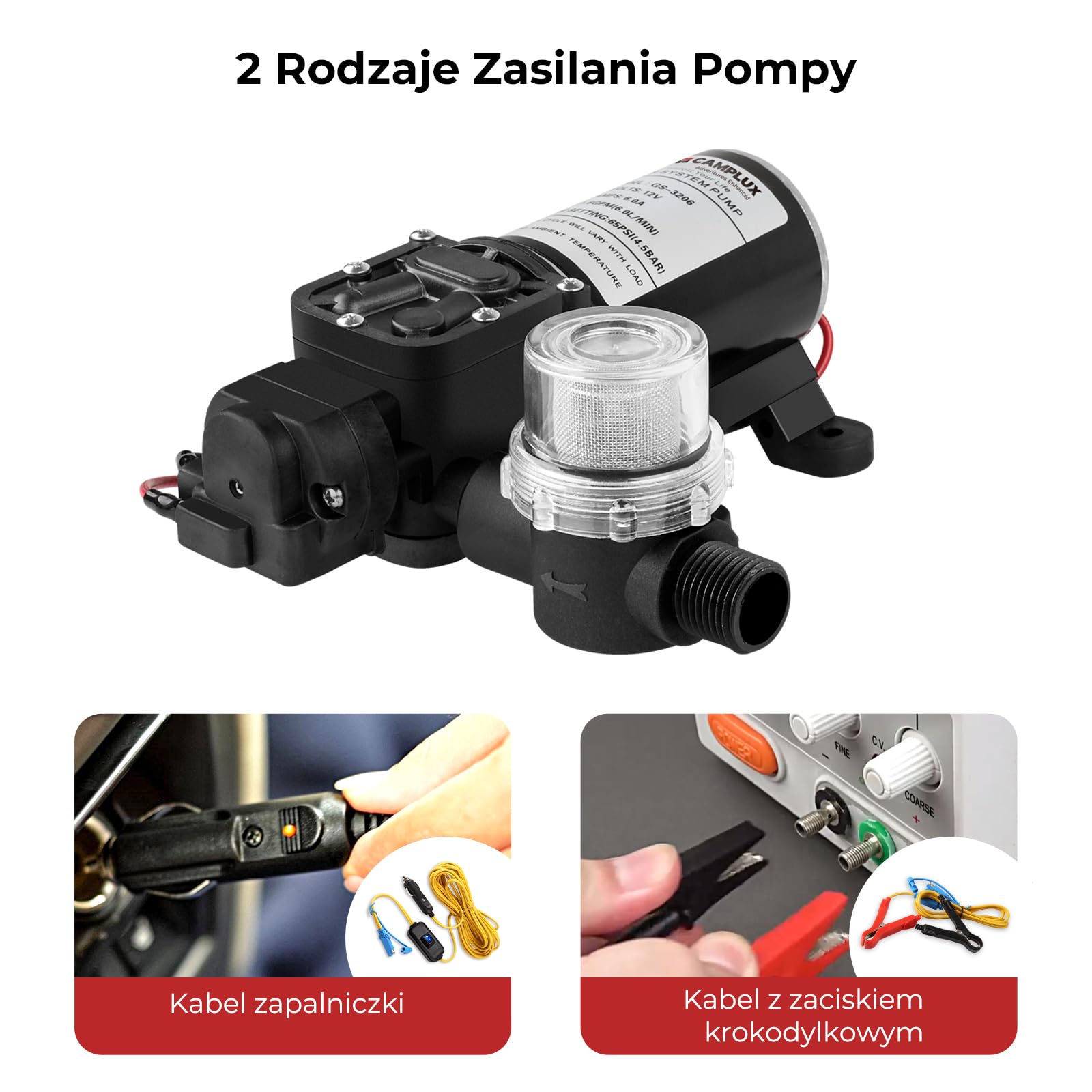 CAMPLUX BW158BCP60-DE bezzbiornikowy bezzbiornikowy podgrzewacz przepływowy 50 mbar, LPG z pompą wodną 12 V i osłoną przeciwdeszczową, na prysznic kempingowy/wycieczkę do kampera/konia myjącego