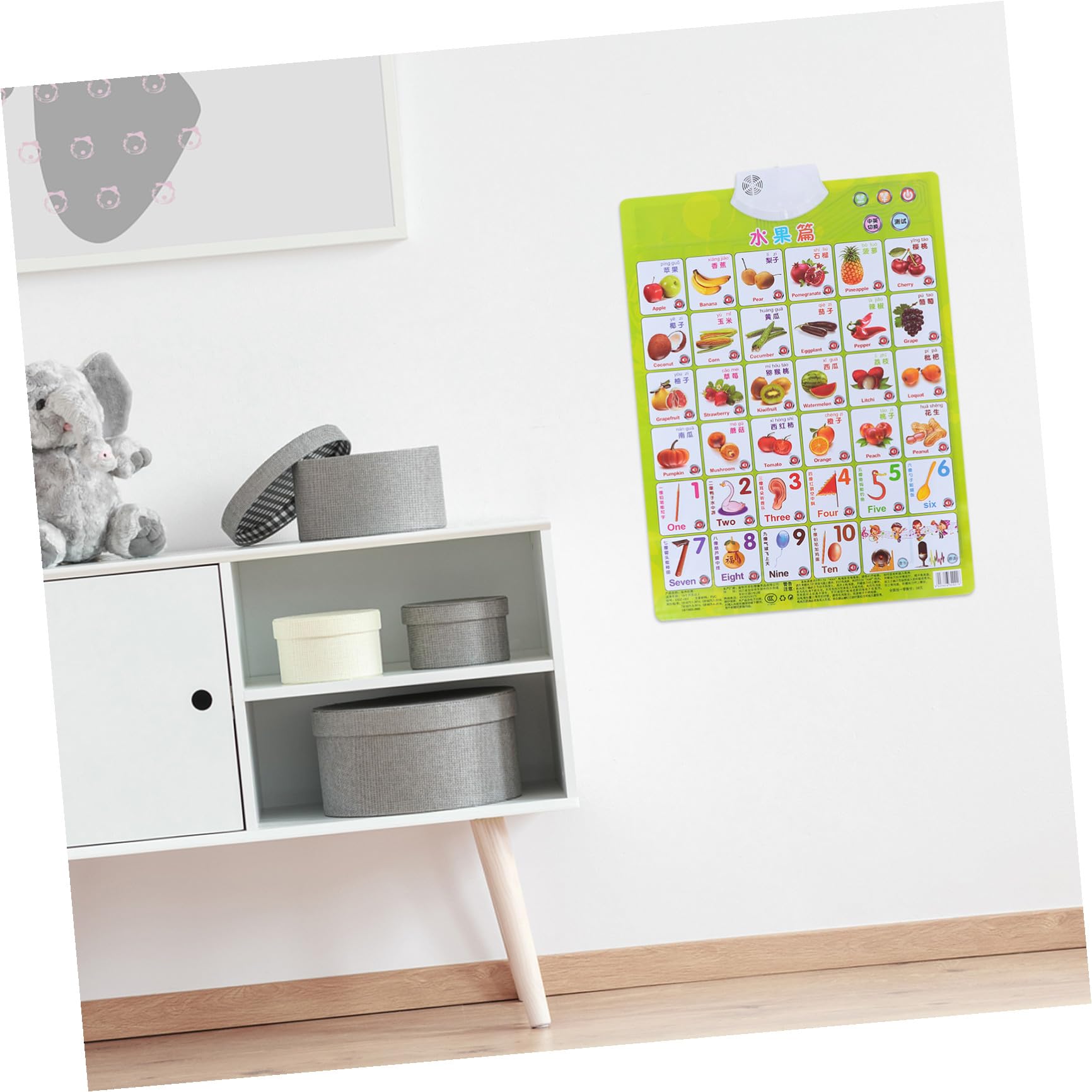 Kisangel Interaktive Lernposter Bilingual Lernen mit Audiofunktion 2 Stück PVC Material für Kleinkinder Geeignet für Babys und Kleinkinder im Kinderzimmer