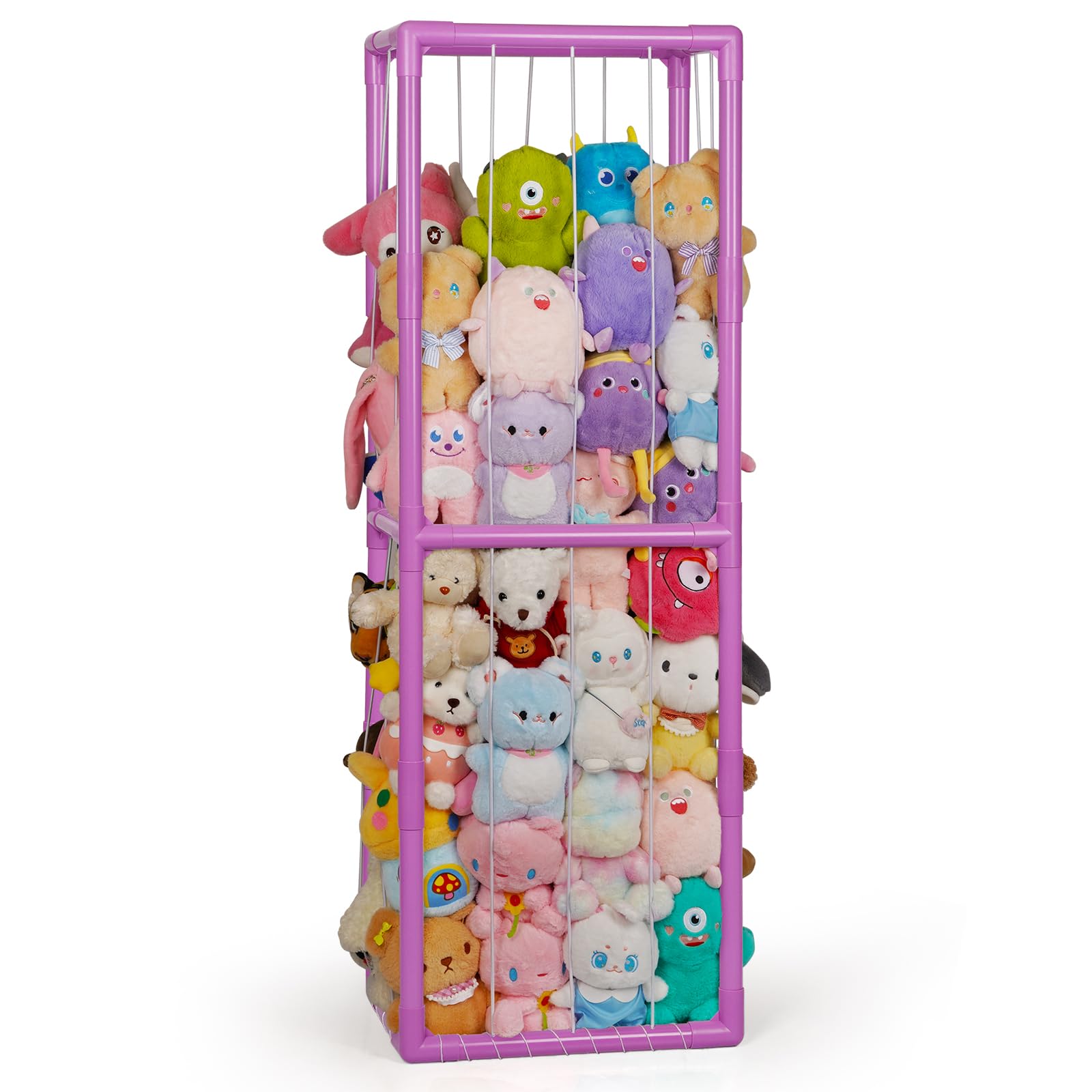 Trycooling Stuffed Animal Storage Zoo Stuffed Animal Holder Space Save Vertical Stuffed Animals Storage PVC with Elastic Band and Net for Playroom