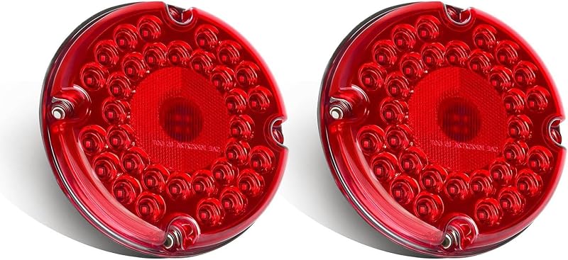 Lanterna traseira e sinalizadora LED vermelha Wodvyss redonda de 17,78 cm para caminhão e reboque – Conjunto com 2 unidades
