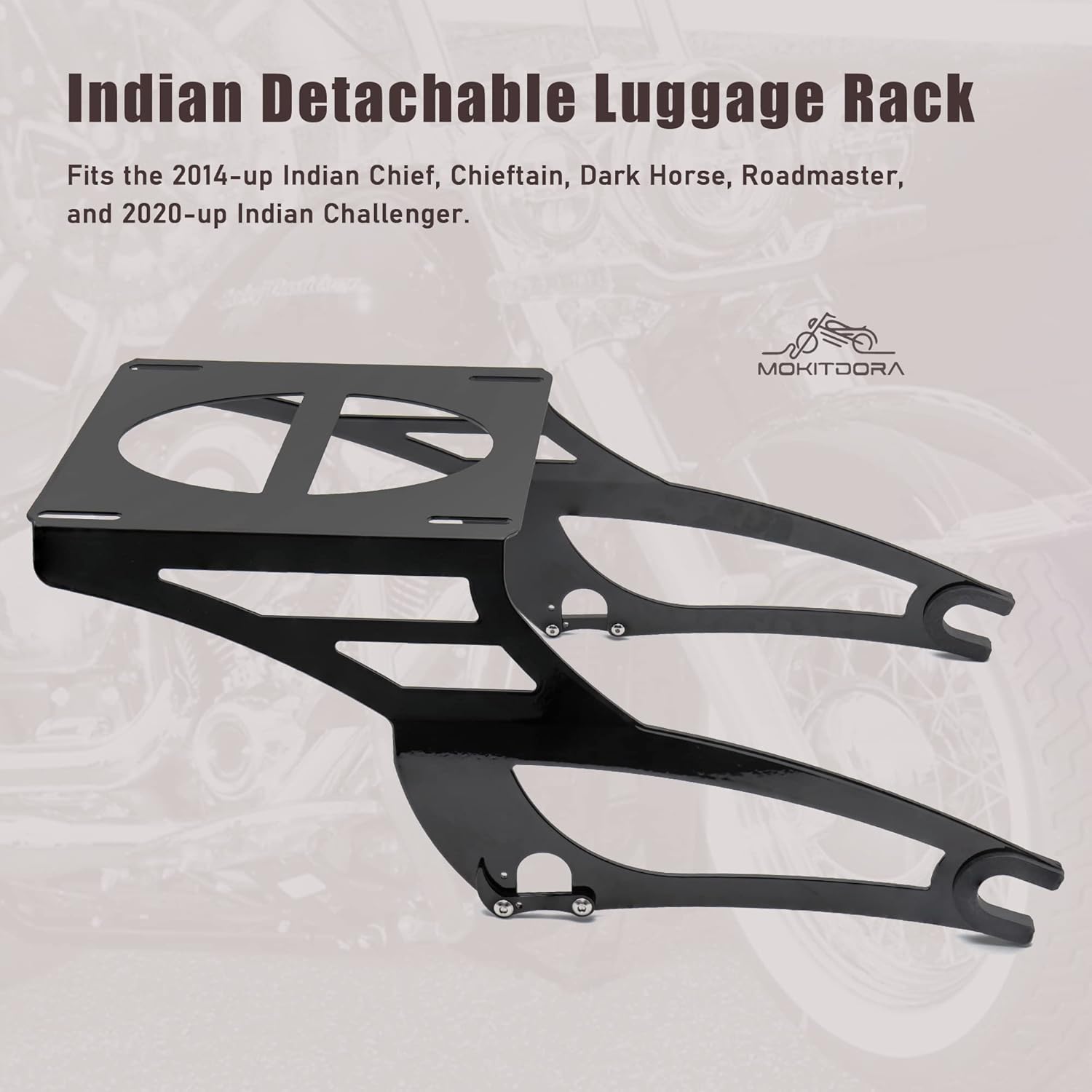 MoKitDora Luggage Rack Tour Pack Rack Detachable Mount for 2020-up Challenger 2014-up Chief Chieftain Dark Horse Roadmaster, Black New