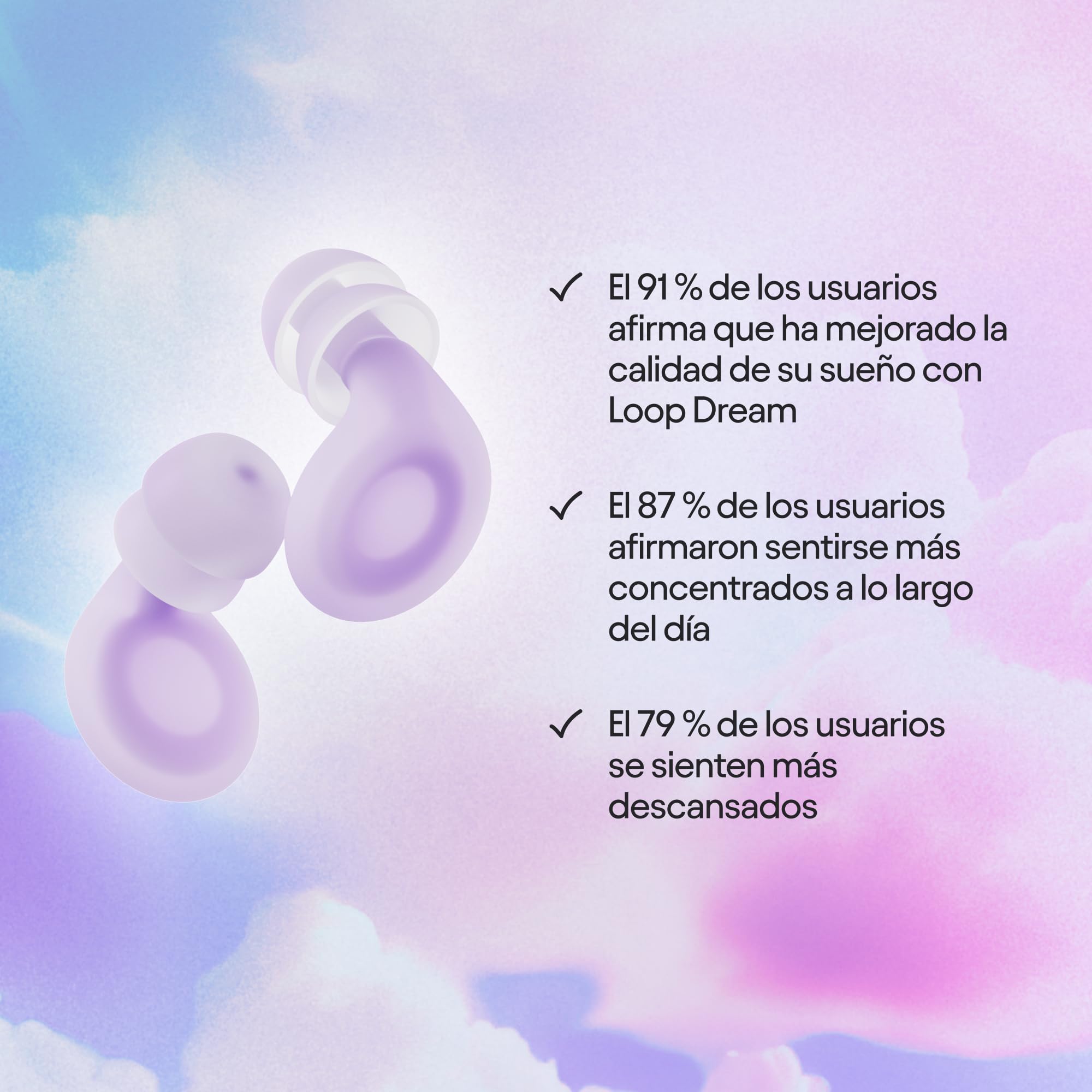 Loop Dream - Tapones de silicona/espuma viscoelástica para dormir cómodamente | Tapones para dormir que bloquean los ronquidos | Ajuste personalizable | Reducción del ruido de 27 dB (SNR)