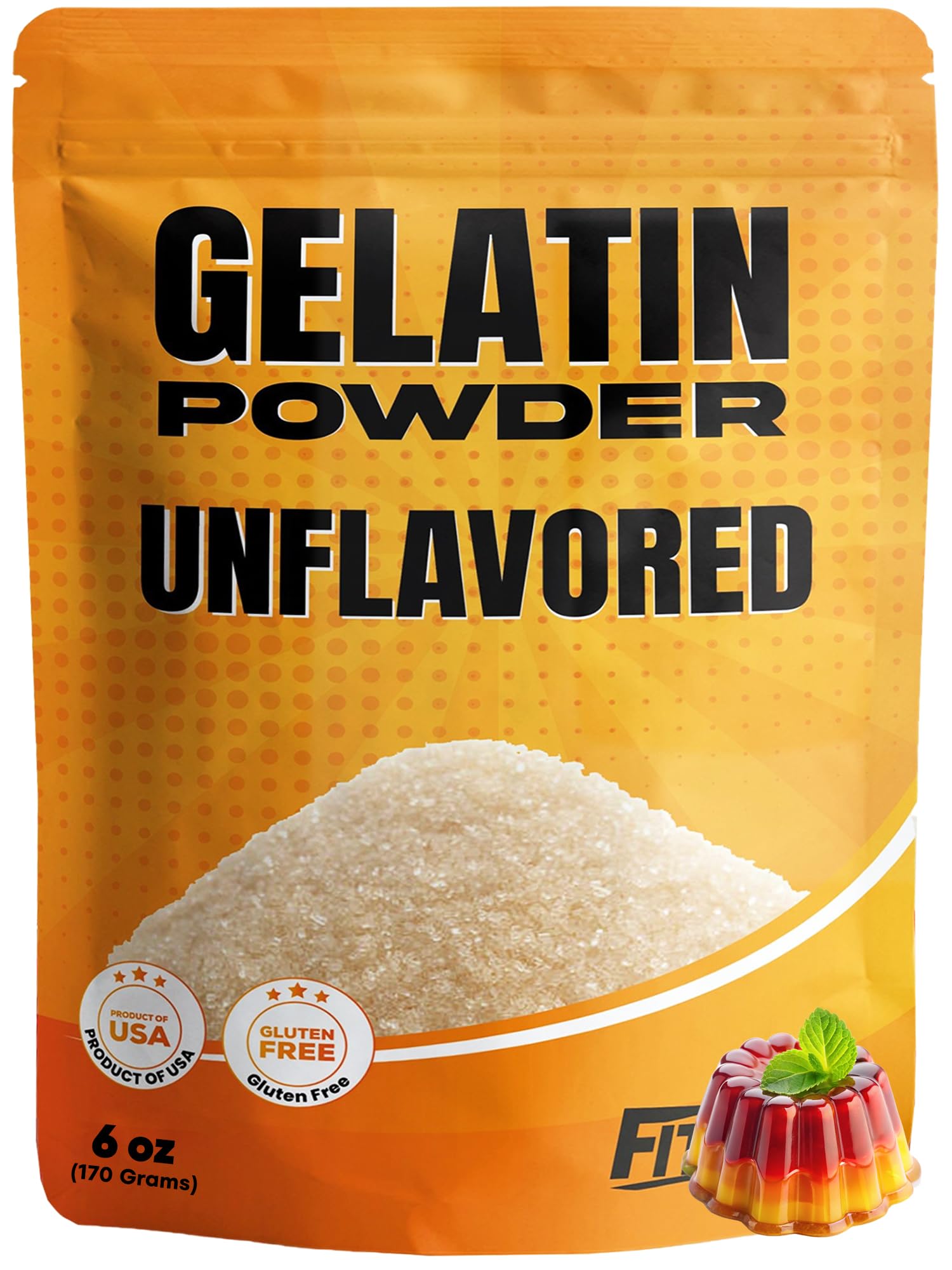 Gelatin Powder Unflavored 6 oz - Bulk Bag - Gelatina Sin Sabor en Polvo - Product of USA - Perfect for Desserts, Baking & Cooking - Supports Hair,