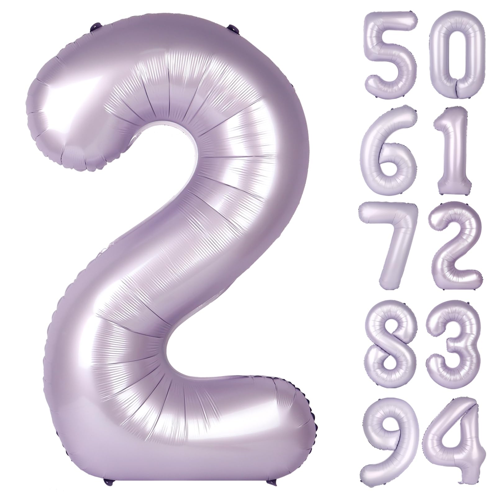 Light Purple 2 Balloon - Number Balloon 40 Inch, 2nd Birthday Decorations