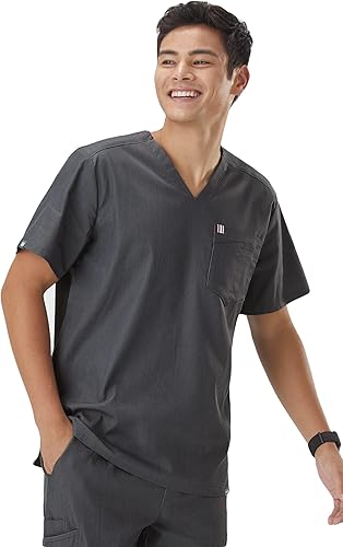 Mediclo Camisa médica médica para hombre - Crevan Essential 3 bolsillos Eco amigable con el medio ambiente FYSEL tela con cuello en V camisa ropa de
