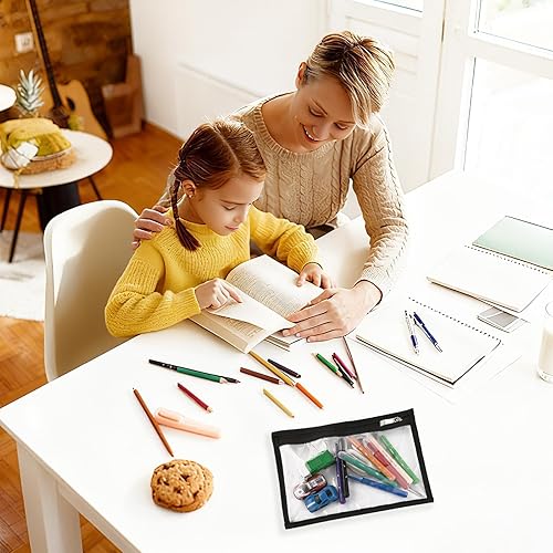 Miniatura 6 de Bolsas transparentes con bolsas con cremallera, bolsas de plástico reutilizables para lápices, organizador de almacenamiento de lápices con bordes