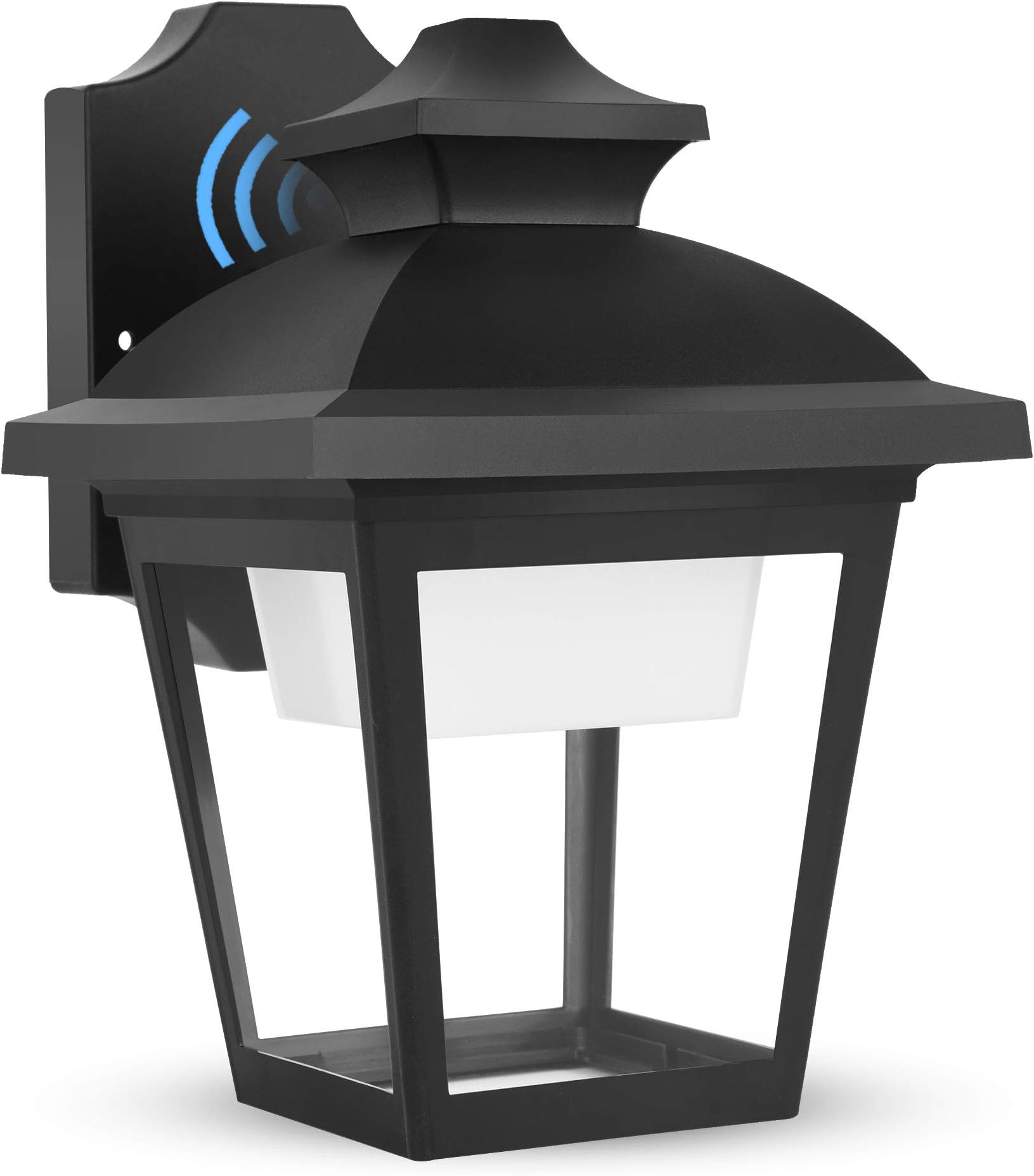 FUDESY Classic LED Outdoor Wall Lantern with Dust to Dawn Sensor, Black Polypropylene Plastic Porch Lamp with Clear Acrylic Lenses, Waterproof Porch Light Fixtures,P746LPS