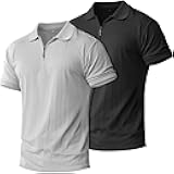 Muscle Polo Shirts for Men Slim Fit Textured Knit Polo Shirts Short Sleeve Mens Collared Shirts Casual Stylish