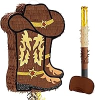 Vista 64 de Piñata plegable de unicornio, suministros para fiesta de cumpleaños, piñata extensible con bate y flecos, decoración de fiesta temática, piñatas