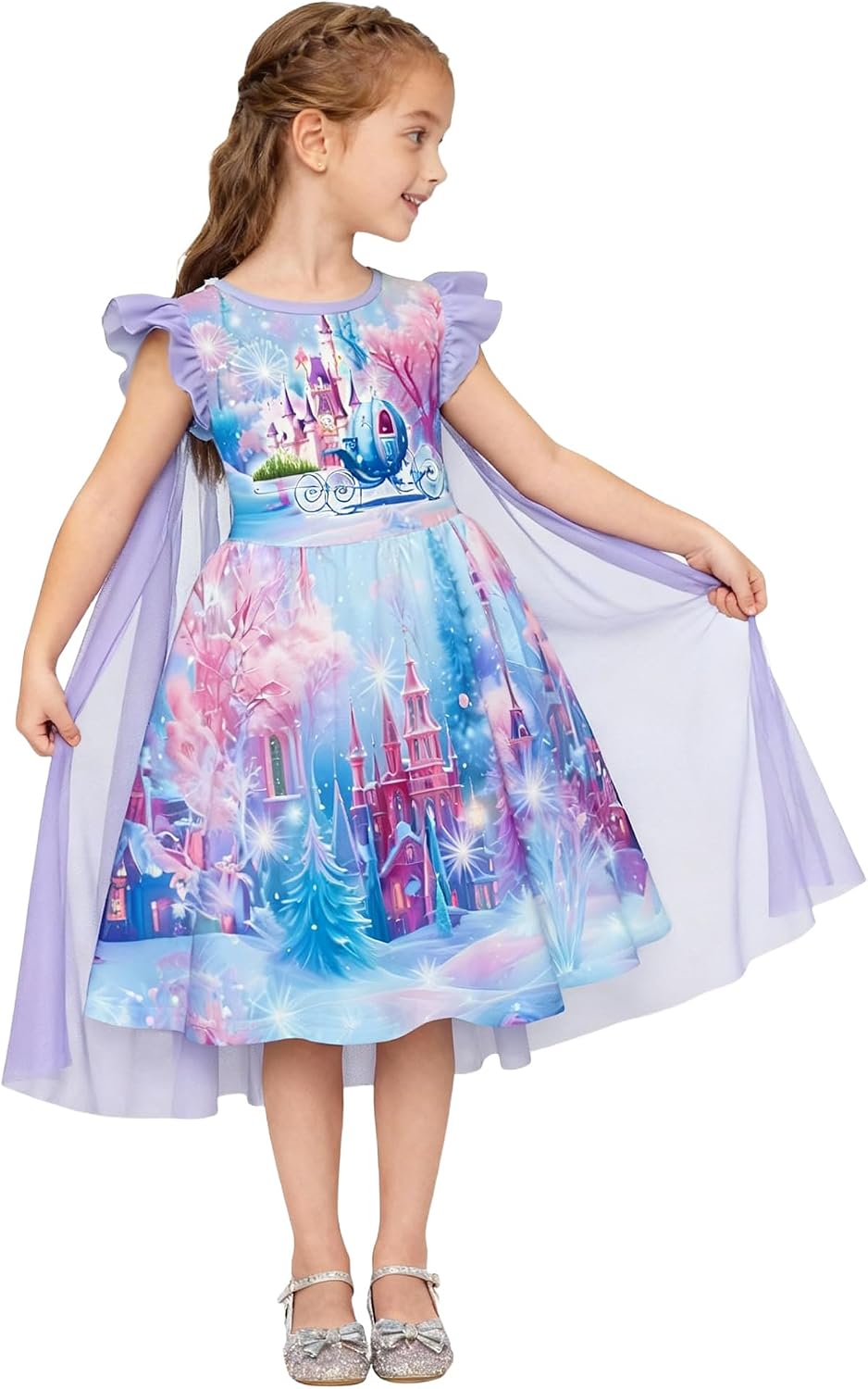 LQSZ Girls Nightgown Princess Pajamas Dress for Toddler Kids 3-10Y