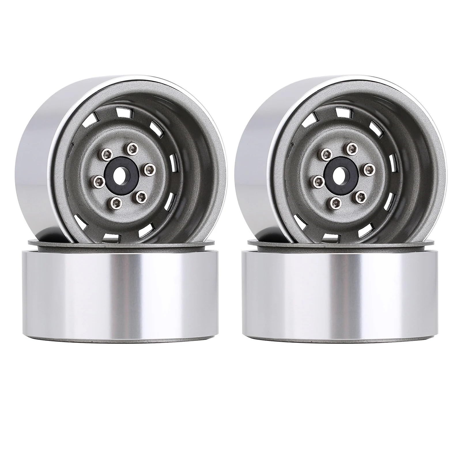 RC Pneus Jante Compatible avec Axial pour SCX10 90046 TRX4 pour Voiture sur Chenilles 1/10 RC, Plat Profond 1.9, Jante De Roue À Billes, Décalage Négatif, Moyeu Métallique De 8.9mm