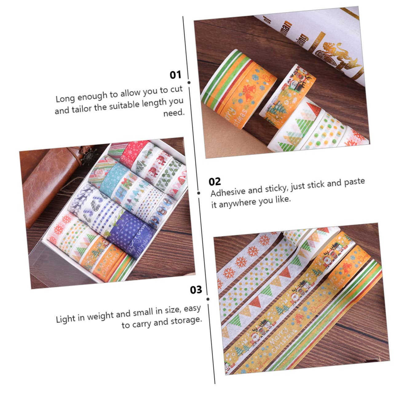 SEWACC 168rollos Cinta Washi Adhesiva Decorativa De Navidad De Papel Autoadhesivo para Manualidades y Decoración De Fiestas para Scrapbooking y Embalaje De