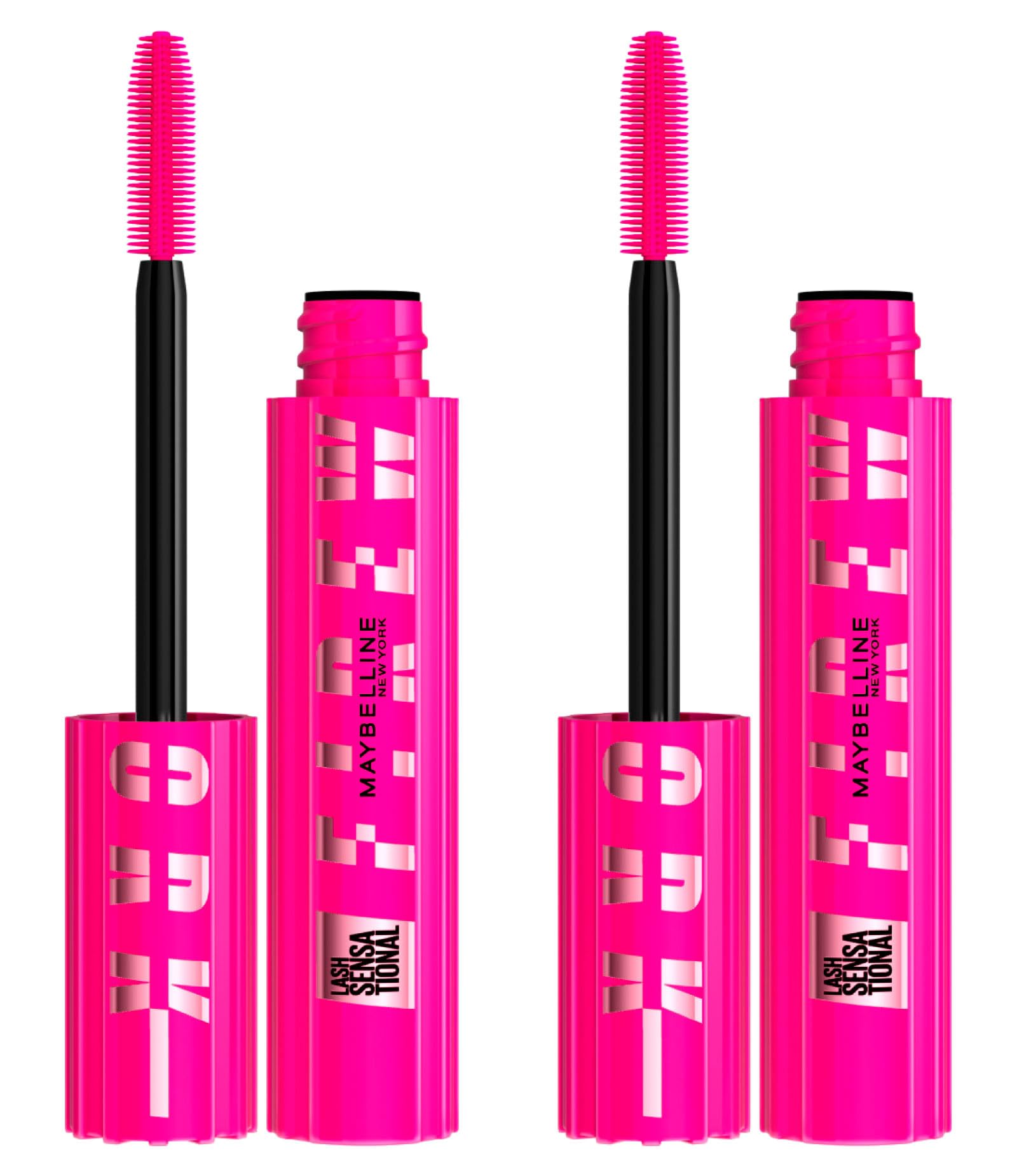 Maybelline New York Sensational Lashes Firework Máscara de pestañas Volumen y apertura del ojo Cepillo de cerdas en espiral 24H Hold Pro Vitamin B5 Gel Formula - 2 x 10ml