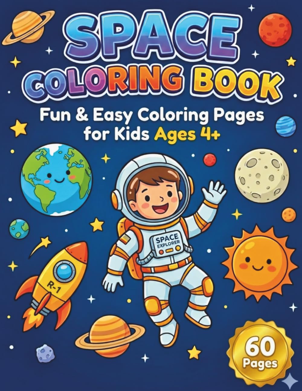 SPACE COLORING BOOK: Fun & Easy coloring pages