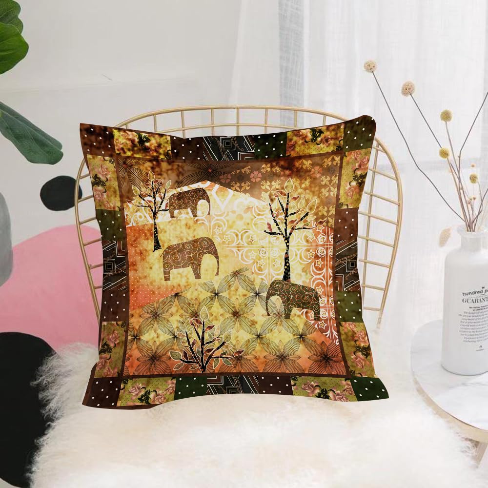 HYOSXW Cushion Cover,Throw Pillow Case Home Decorative for Living Room Bedroom Sofa Chair 16X16 Inch,Patchwork african pattern grunge print vintage retro background,Pillowcase 40X40cm