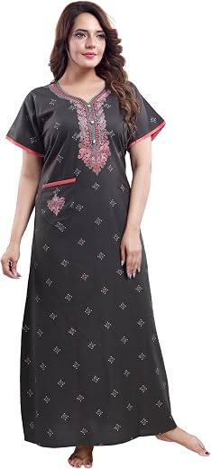 TRUNDZ Women's Cotton All Over Print Maxi Nighty