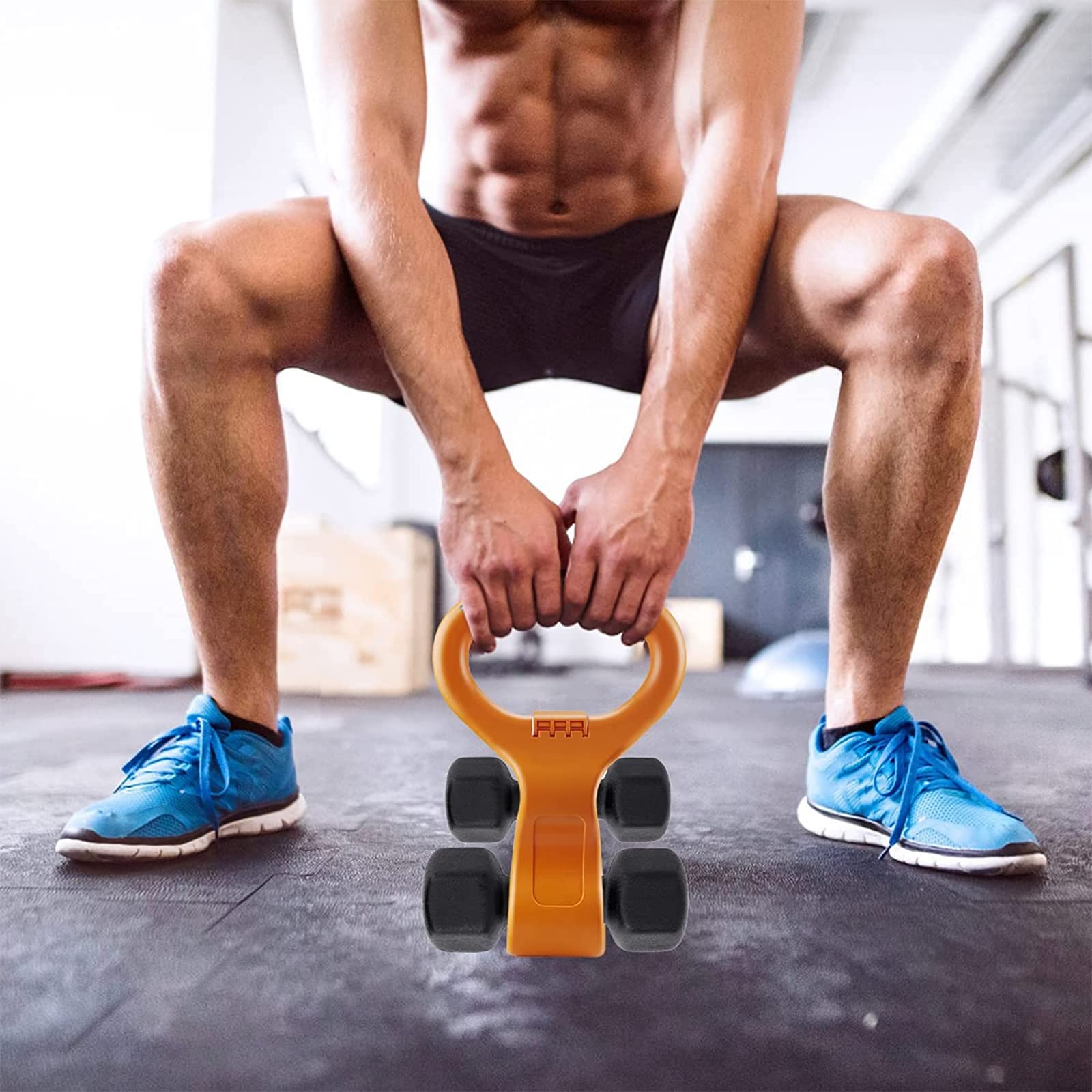 Poignée Kettlebell Réglable - Pour Plaques De Poids 1" Et 2" - Revêtement Caoutchouc Antidérapant - Portative, Jusqu'à 45 Kg - 4