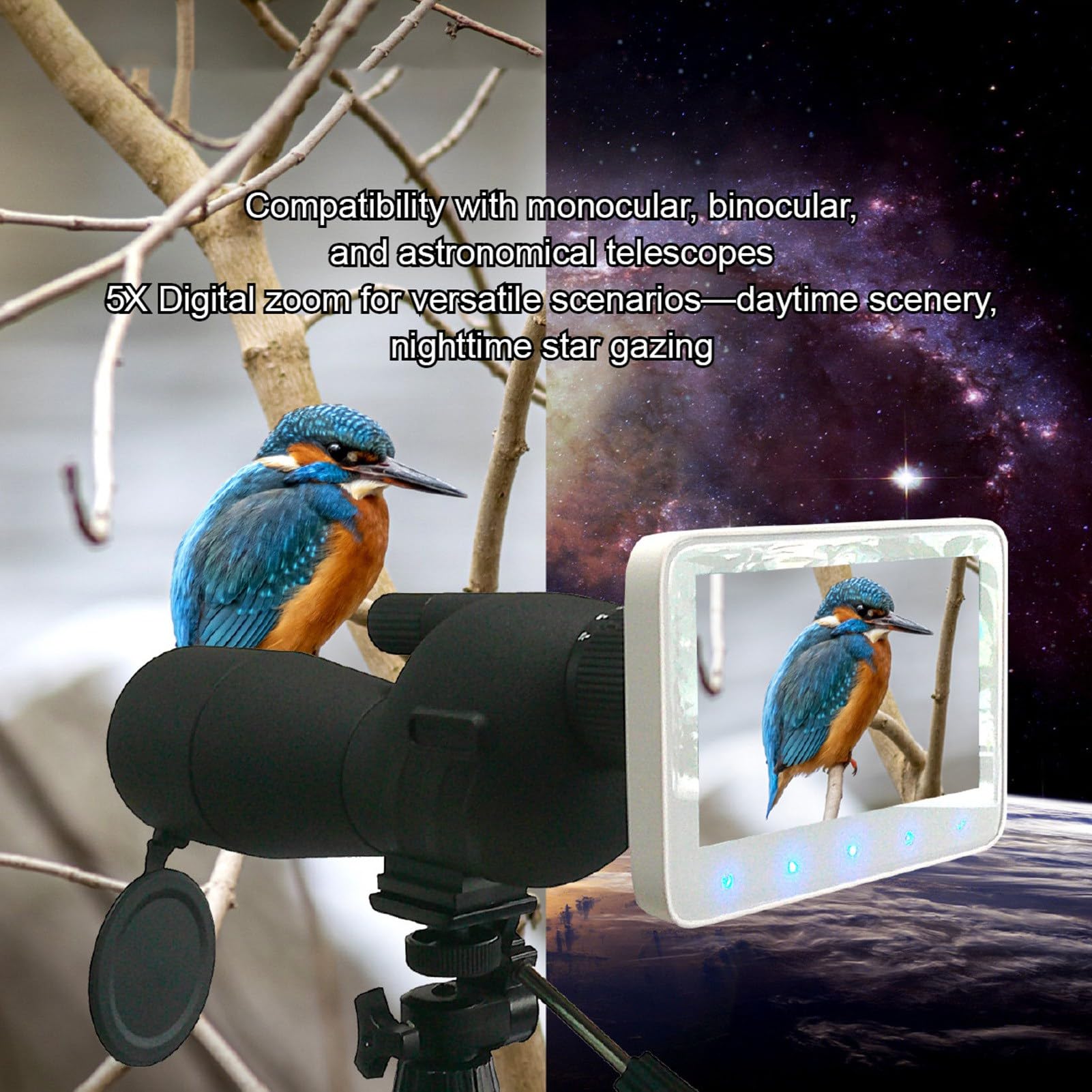 Generic Cámara Telescópica Electrónica 4K con Pantalla de 5,0 Pulgadas para Observar Estrellas, Observar Aves y Grabar Conciertos