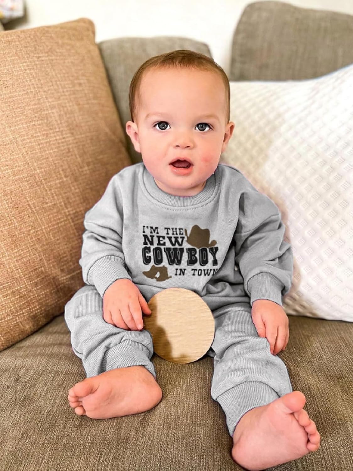 Sasaerucure Infant Baby Boy Western Clothes Newborn Cowboy Baby Outfit Baby Boy Long Sleeve Romper Winter Onesie - Image 2