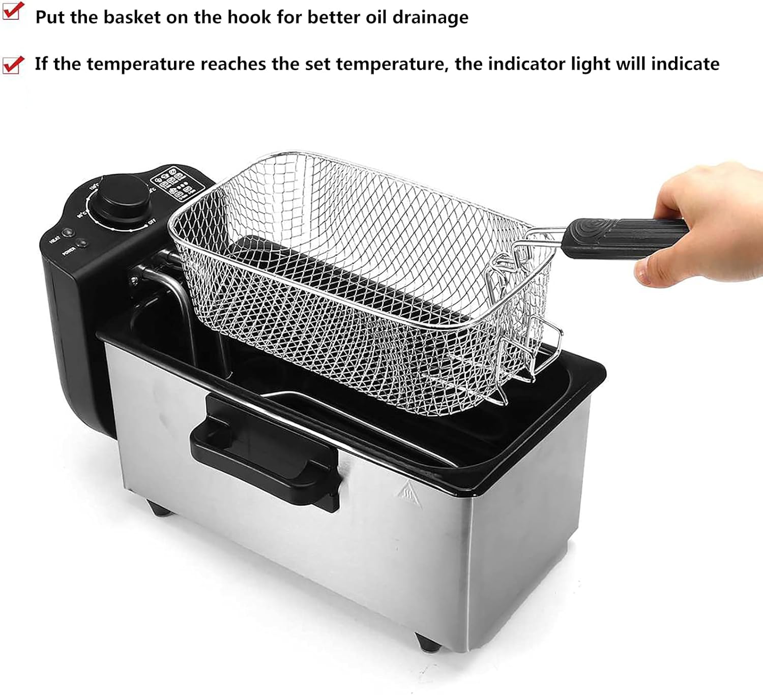 XUETAO Friggitrice elettrica Friggitrice da 3 Litri Friggitrice da 5000 W con Coperchio Cestello Home Restaurant per Cucinare Patatine Fritte, Anelli di Cipolla, involtini di Uova, Pollo Fritto XUETAO Friggitrice elettrica Friggitrice da 3 Litri Friggitrice da 5000 W con Coperchio Cestello Home Restaurant per Cucinare Patatine Fritte, Anelli di Cipolla, involtini di Uova, Pollo Fritto