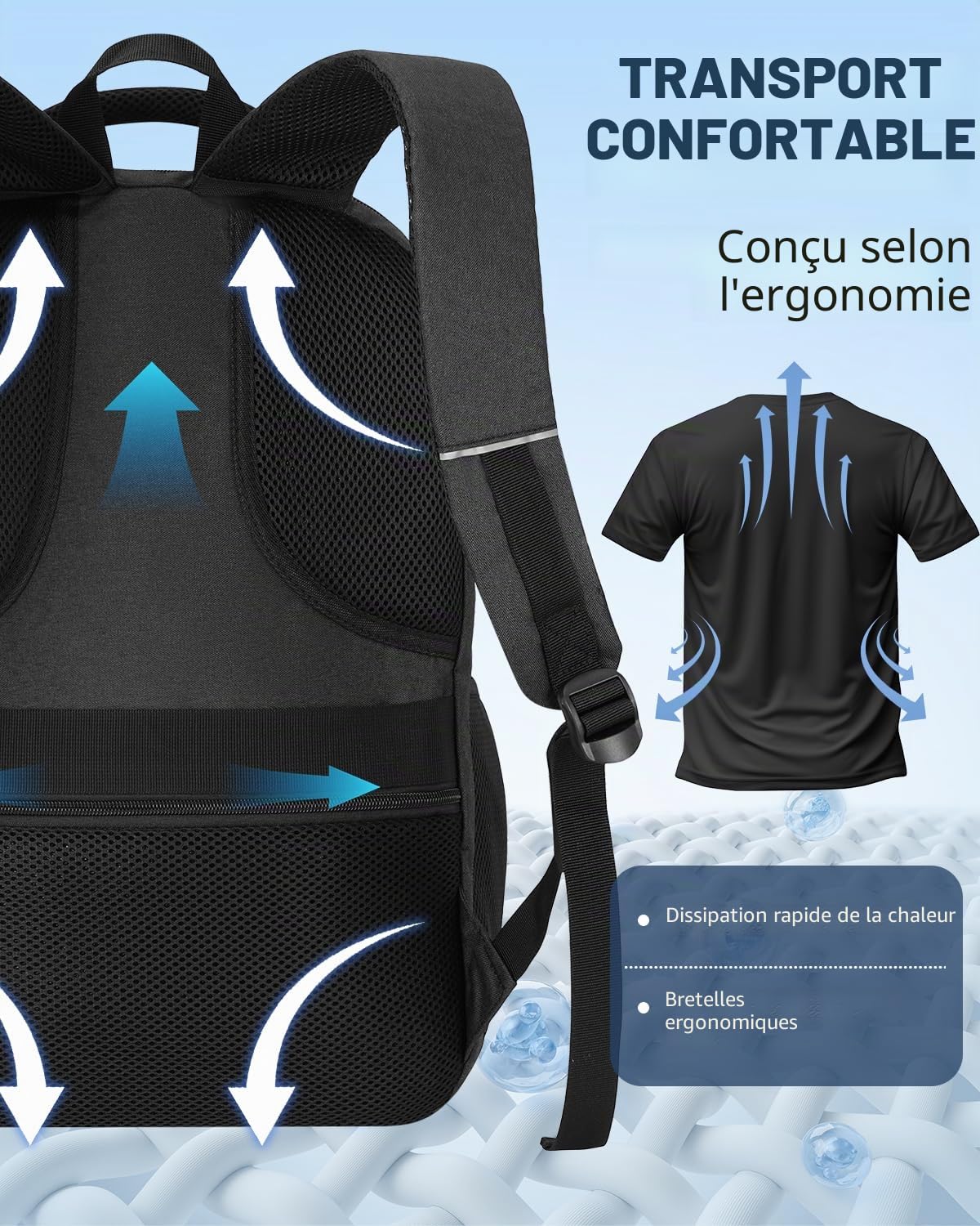 kadilong 17,3 Pouces Sac à Dos Ordinateur Portable pour Homme,Sac pour École Cartables Scolaires Université Lycée pour Ado Garcon