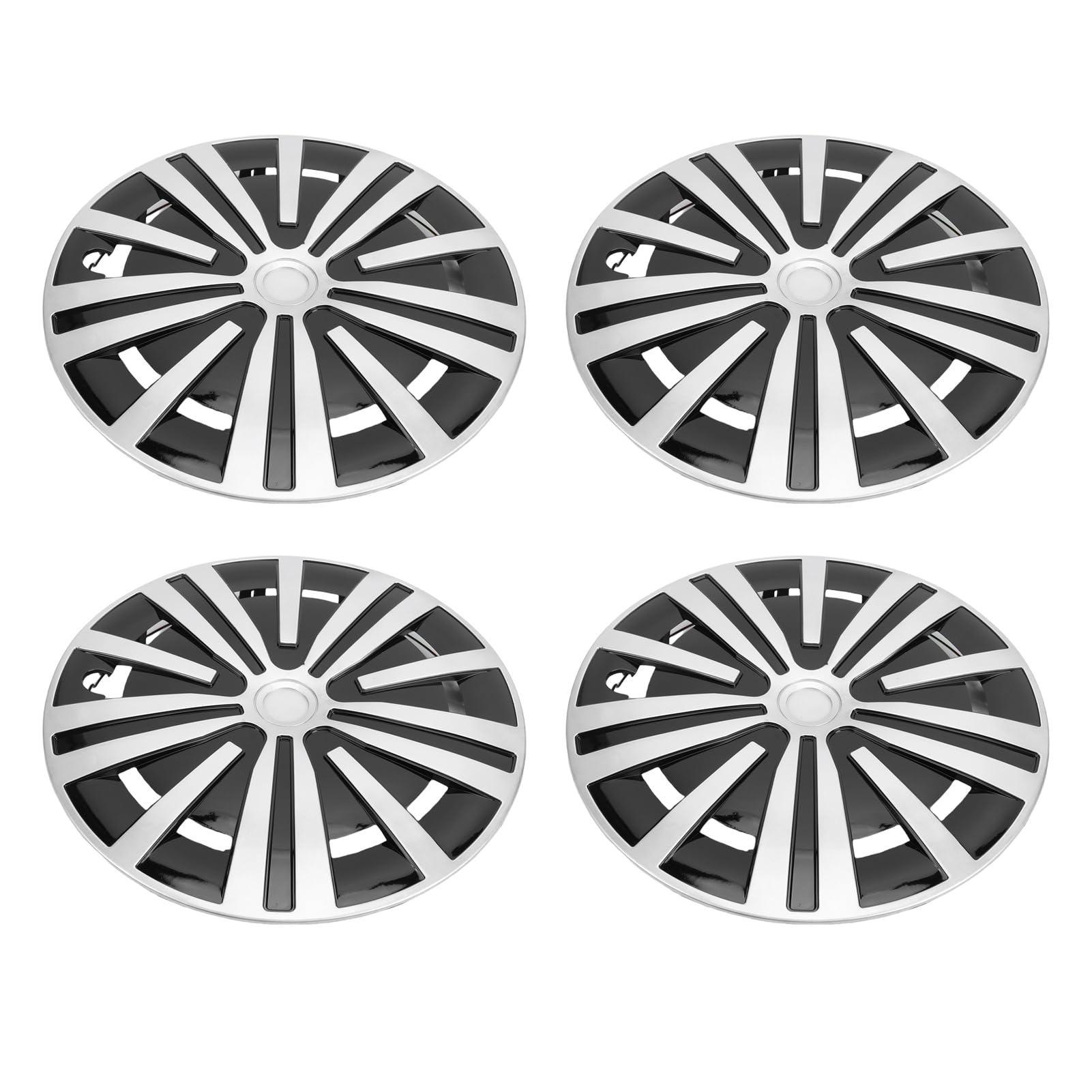 Aramox Copricerchio 15 Pollici, Coprimozzi in Materiale ABS Argento Nero per 208 500 V40, Facile Installazione a Clamp/Holder per un Aggiornamento Elegante dell'auto