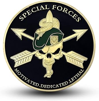 Special Forces Challenge Coin - Motivational United States Army Coin with Skull, Arrows & Snake Design