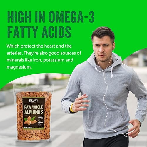 Miniatura 5 de Almendras sin procesar, sin sal, en bolsa de 1 libra hermética, sin cáscara