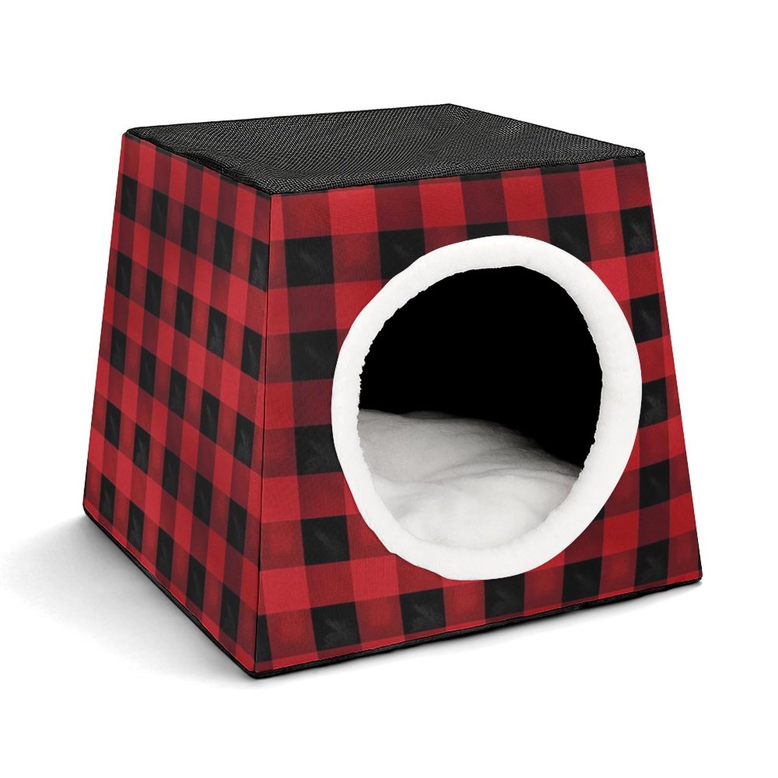 Capsule Pet Waterloo Red Black Buffalo Check Plaid Pattern Printed Foldable Dog House Cat Cave Soft Kitten Bed Warm Rabbit Nest Chinchillas Hideout