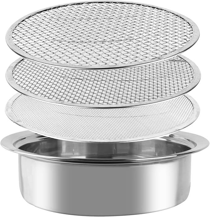 Dirt Garden Sieve Soil Sifter Stainless Stackable Sifting Pan Soil
