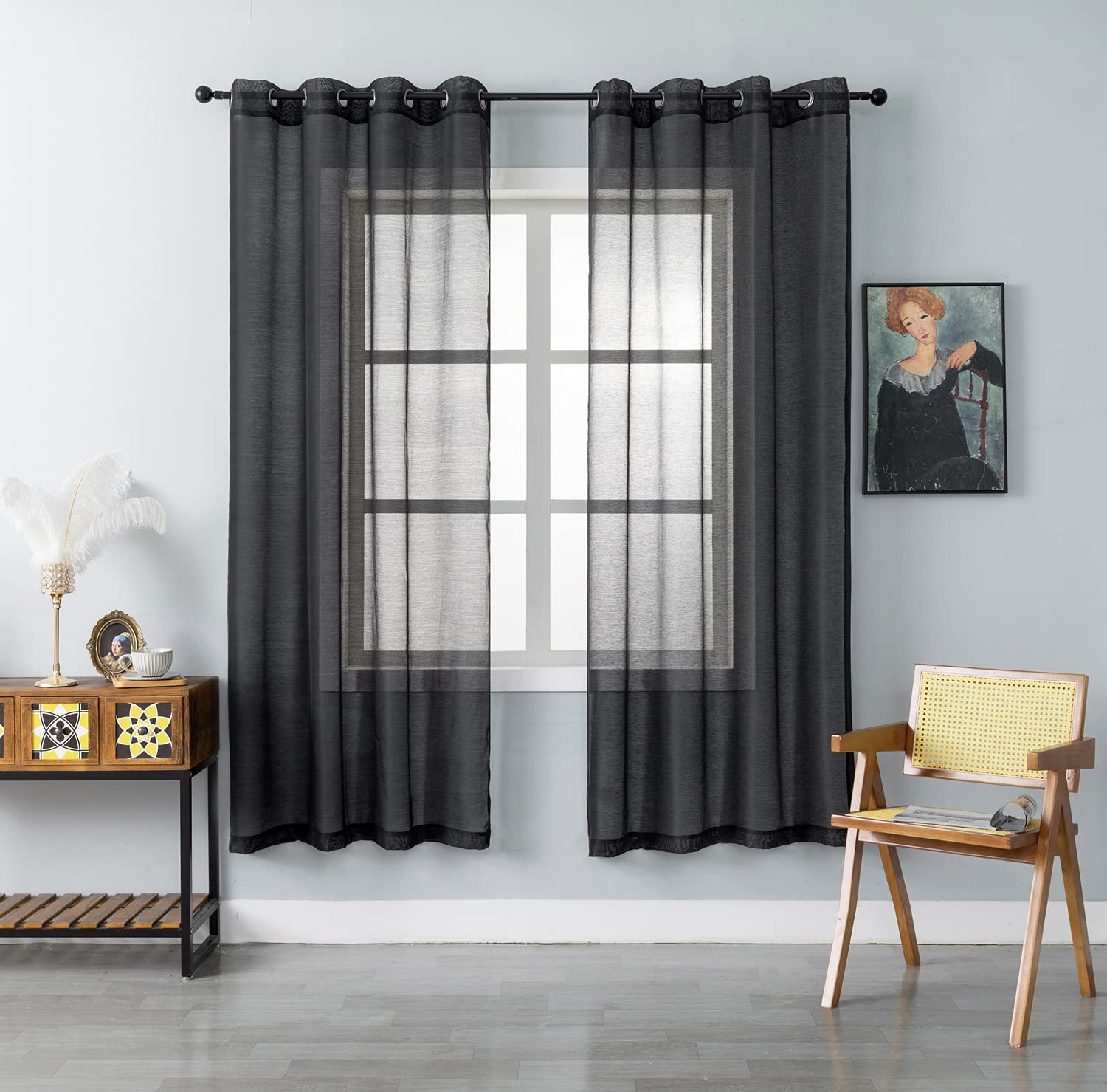 WPM Durchsichtige Vorhänge 2 Paneele – 152x213 Cm, Voile-Stoff Mit Stangentasche Für Wohnzimmer & Schlafzimmer