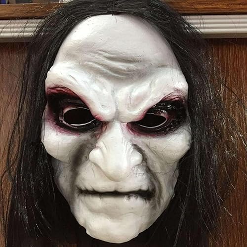 Miniatura 4 de VICDUEKG Máscara aterradora de Halloween con pelo largo, máscara de diablo de terror para cosplay, fiesta espeluznante, disfraz de Halloween,