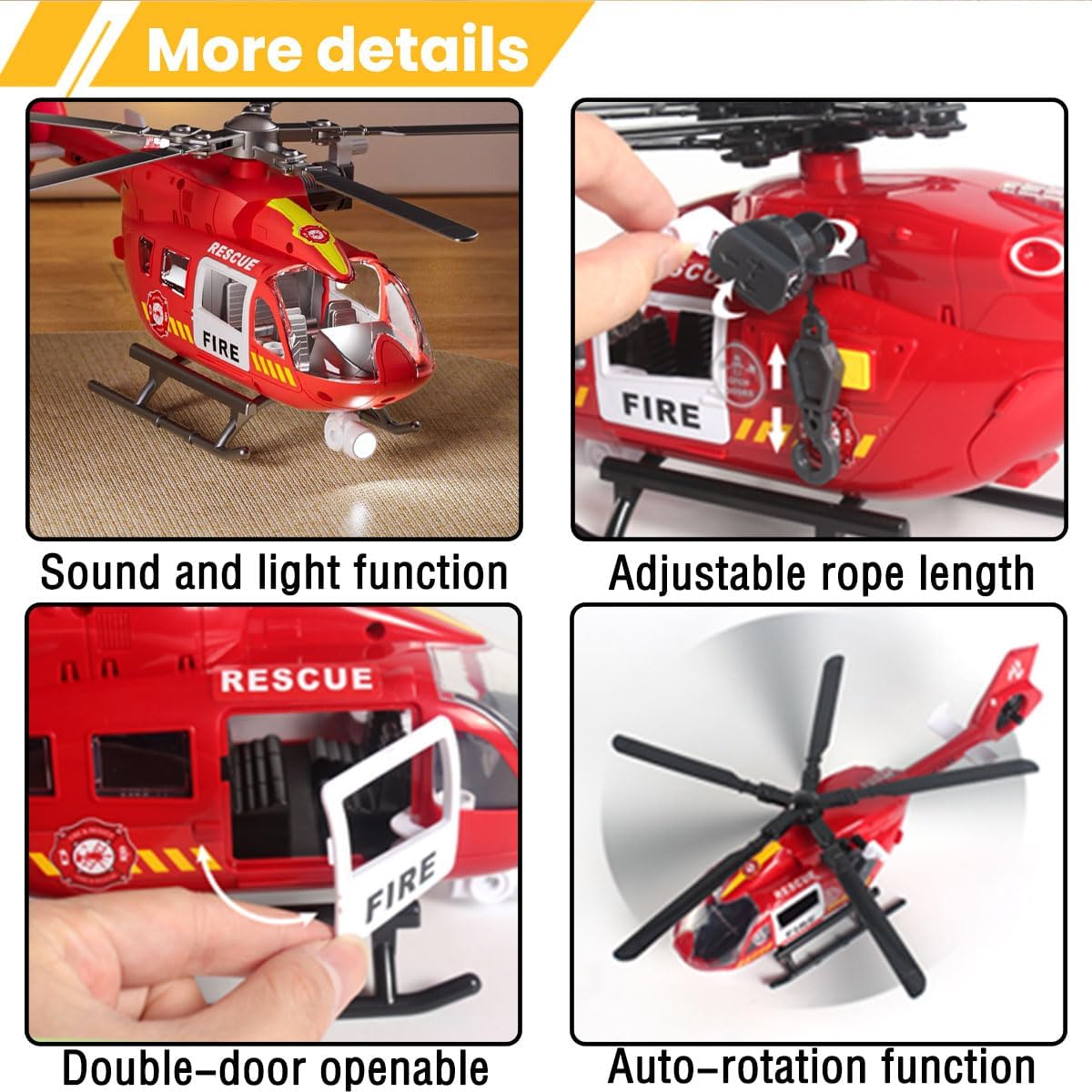Kids Toys for 3 4 5 6 7 Years Old Boys, Large Helicopter Toy,Police Toys Crane Toy with Lights and Sounds,with Cargo Basket,Toddlers Gifts